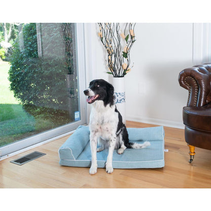 Soothing Blue Medium Bolstered Pet Bed With Memory Foam