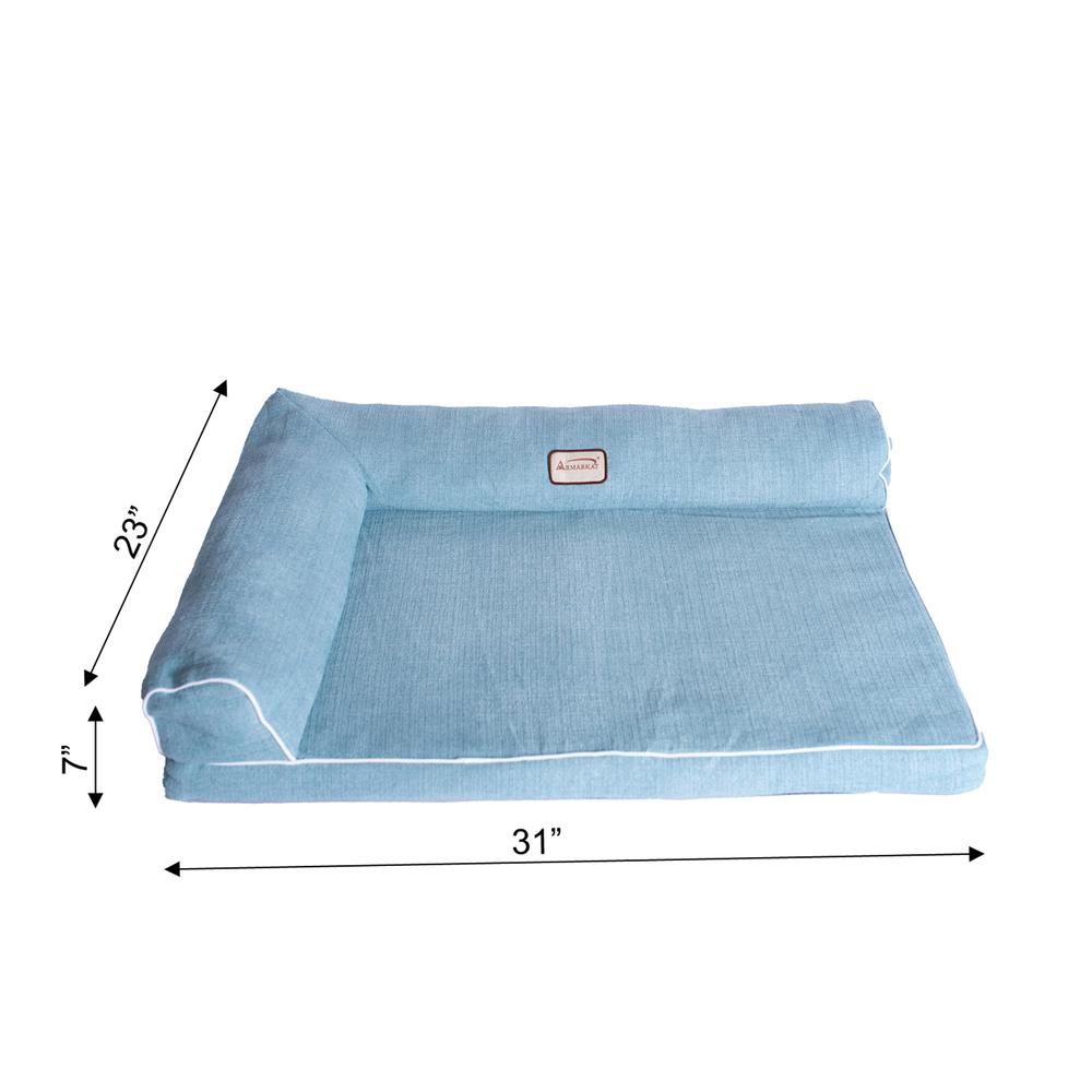 Soothing Blue Medium Bolstered Pet Bed With Memory Foam