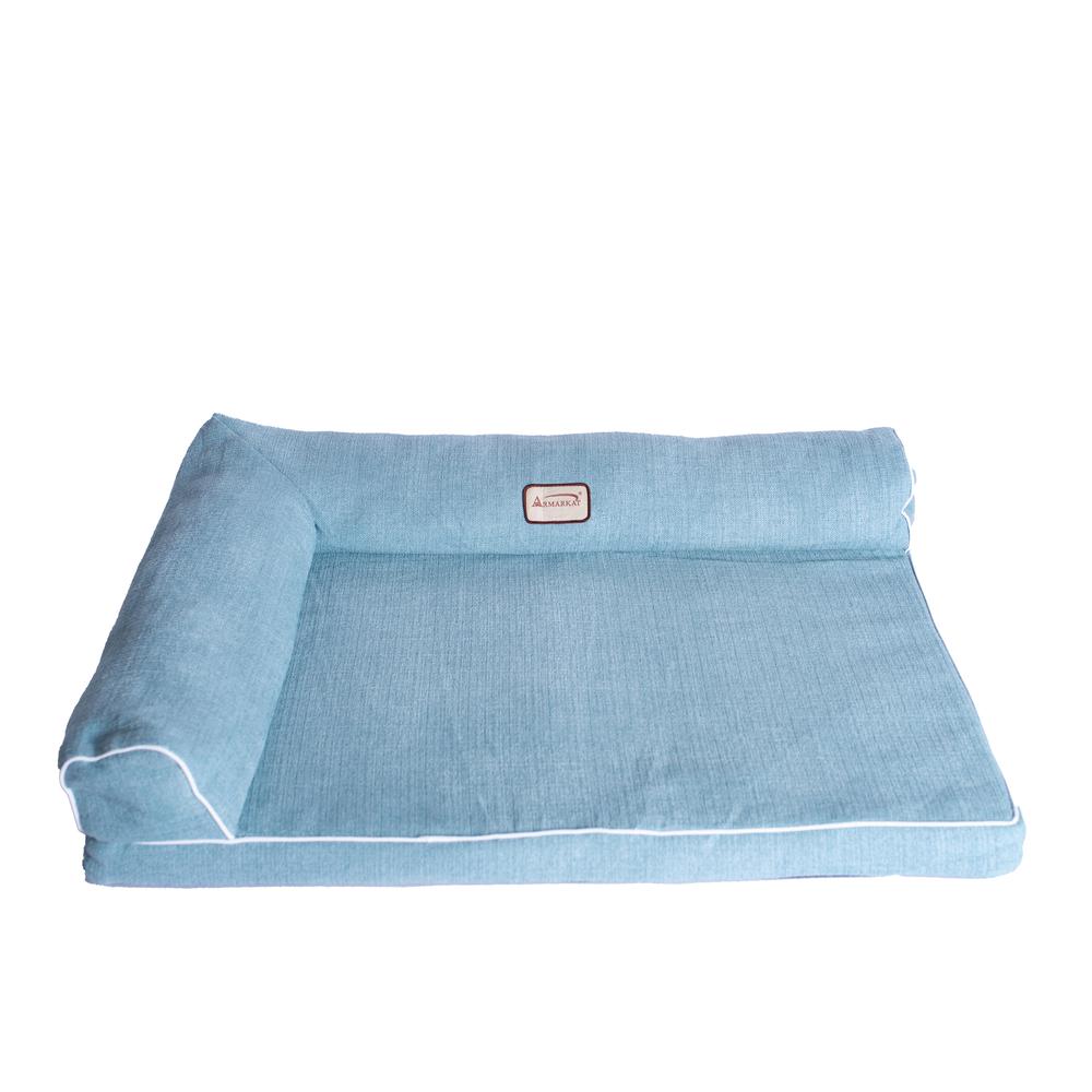 Soothing Blue Medium Bolstered Pet Bed With Memory Foam