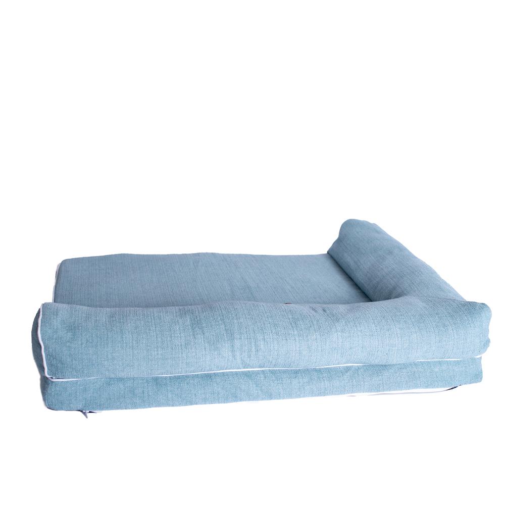 Soothing Blue Medium Bolstered Pet Bed With Memory Foam