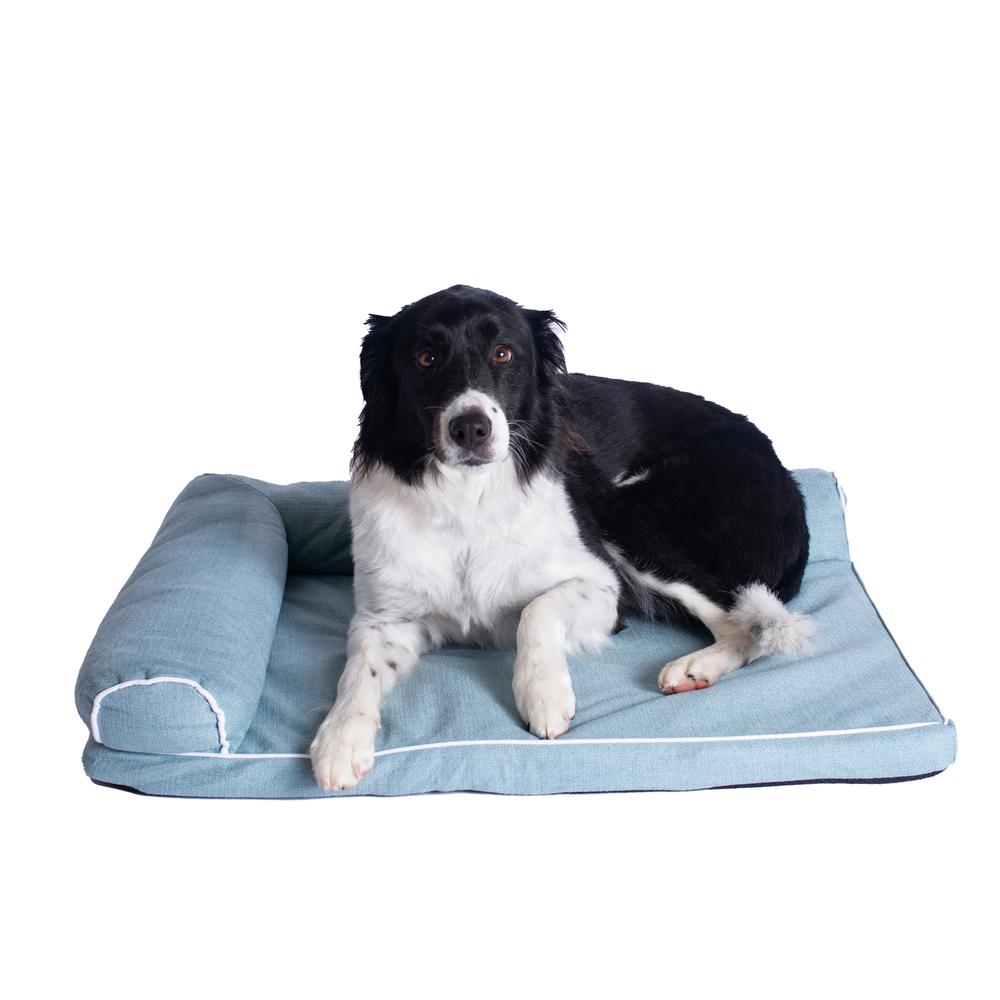 Soothing Blue Medium Bolstered Pet Bed With Memory Foam