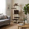 Faux Fur Cat Tree with Two-Door Condo, Four Levels and Sisal Posts
