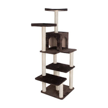 Faux Fur Cat Tree with Two-Door Condo, Four Levels and Sisal Posts