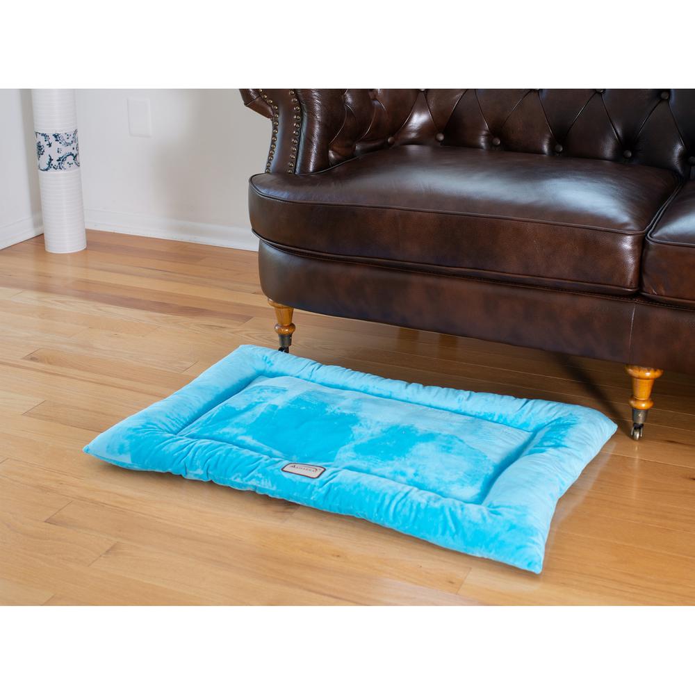 Medium Pet Bed Mat With Poly Fill Cushion In Sky Blue