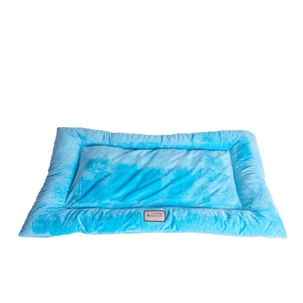 Medium Pet Bed Mat With Poly Fill Cushion In Sky Blue