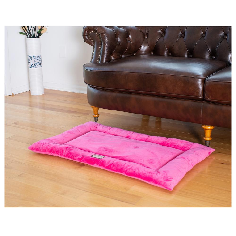 Medium Pet Bed Mat With Poly Fill Cushion In Vibrant Pink