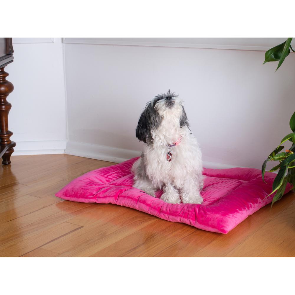 Medium Pet Bed Mat With Poly Fill Cushion In Vibrant Pink