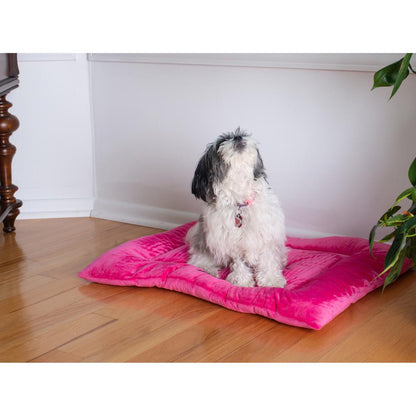Medium Pet Bed Mat With Poly Fill Cushion In Vibrant Pink