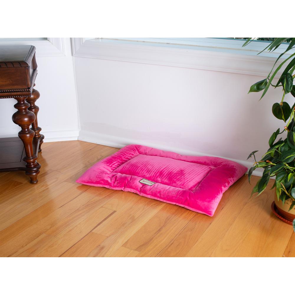 Medium Pet Bed Mat With Poly Fill Cushion In Vibrant Pink
