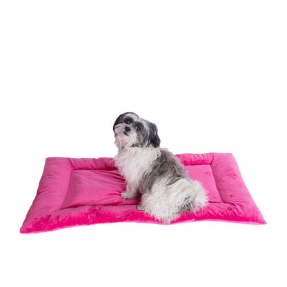 Medium Pet Bed Mat With Poly Fill Cushion In Vibrant Pink