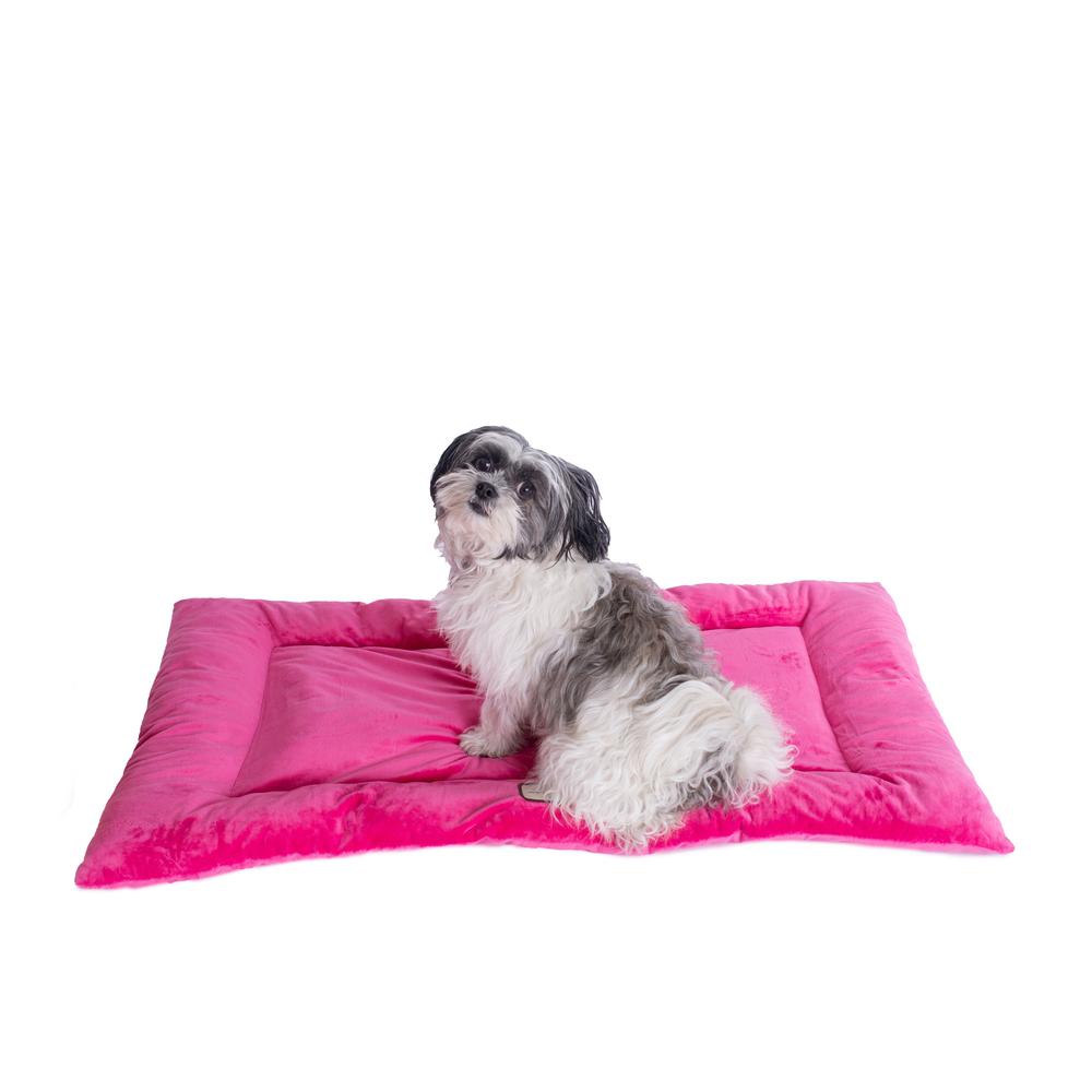 Medium Pet Bed Mat With Poly Fill Cushion In Vibrant Pink