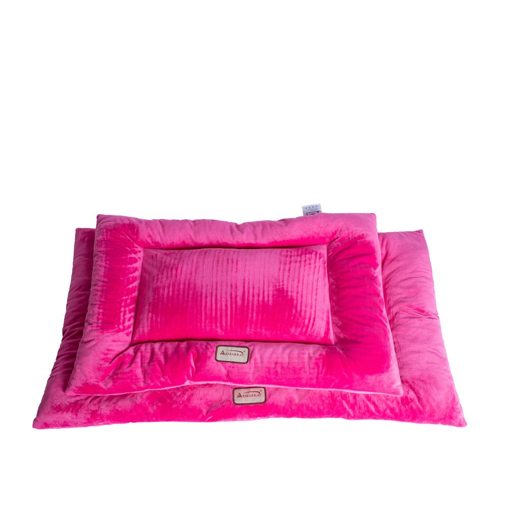 Medium Pet Bed Mat With Poly Fill Cushion In Vibrant Pink