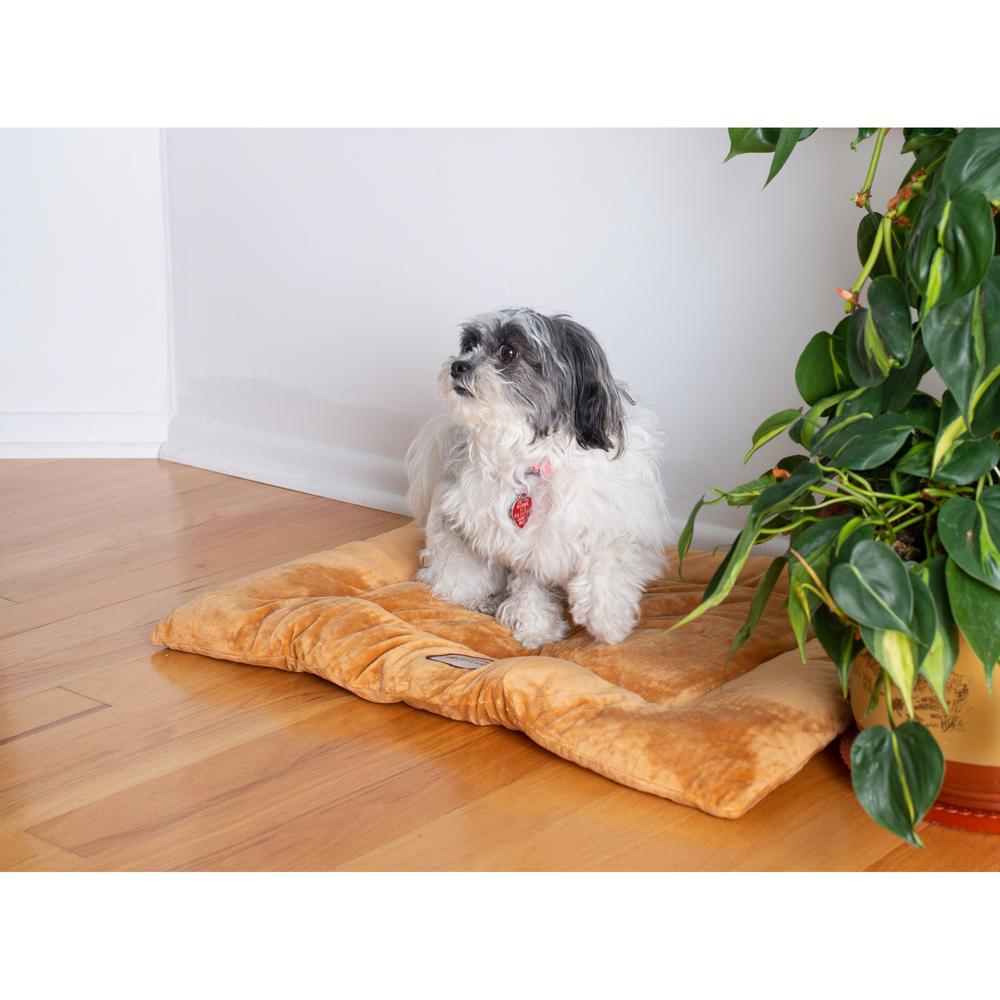 Large Pet Bed Mat With Poly Fill Cushion In Earth Brown