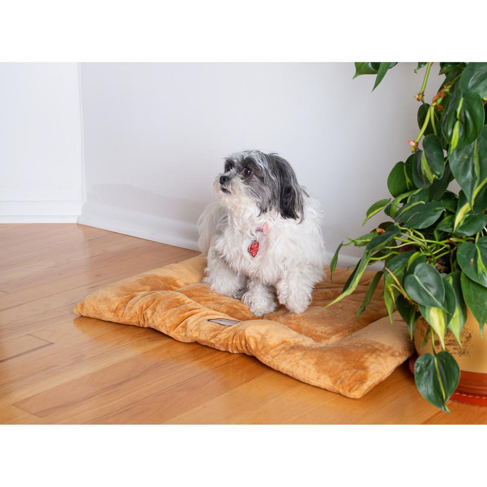 Medium Pet Bed Mat With Poly Fill Cushion In Earth Brown