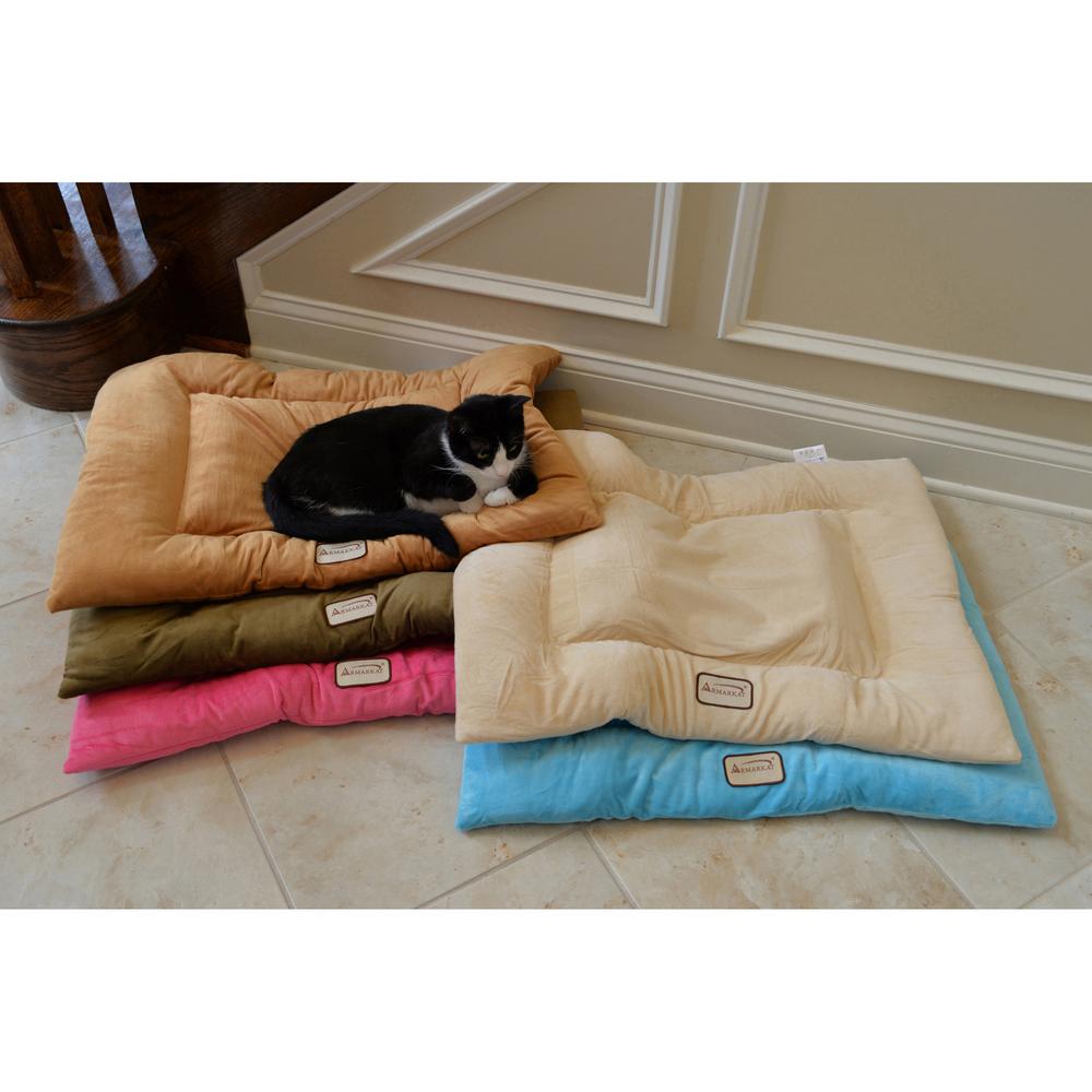 Medium Pet Bed Mat With Poly Fill Cushion In Earth Brown