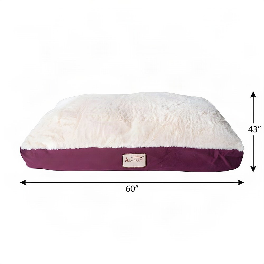 Bison Pets Polyester-Upholstered Pet Bed with Poly Fill, Ivory & Burgundy