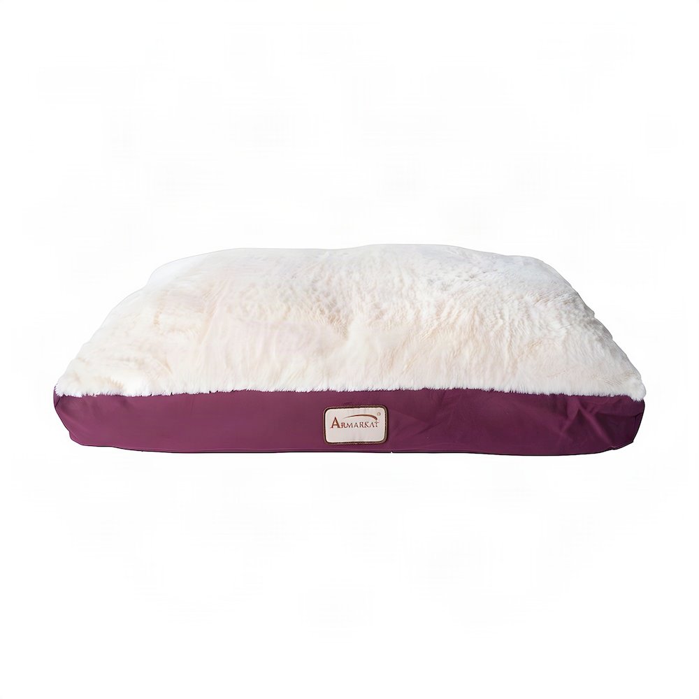 Bison Pets Polyester-Upholstered Pet Bed with Poly Fill, Ivory & Burgundy