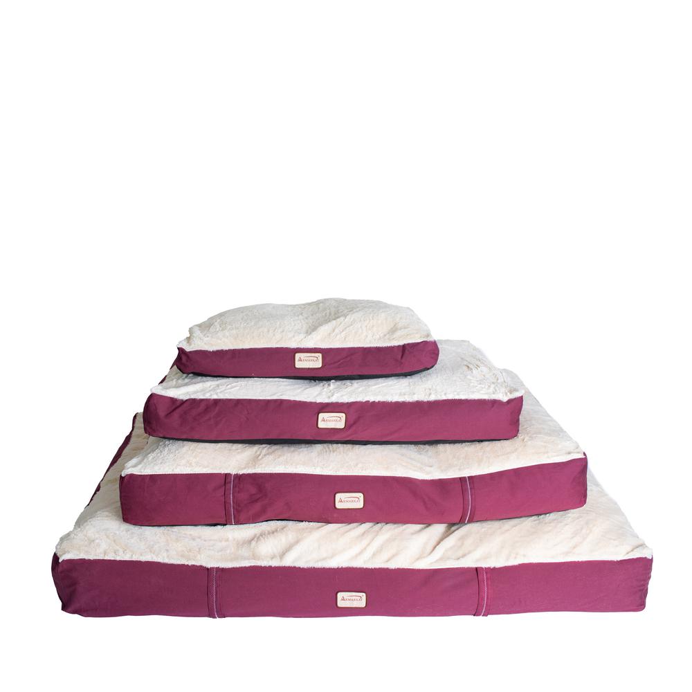 Large Pet Bed Mat With Poly Fill Cushion In Ivory & Burgundy