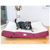 Large Pet Bed Mat With Poly Fill Cushion In Ivory & Burgundy