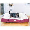 Large Pet Bed Mat With Poly Fill Cushion In Ivory & Burgundy