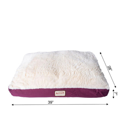 Large Pet Bed Mat With Poly Fill Cushion In Ivory & Burgundy