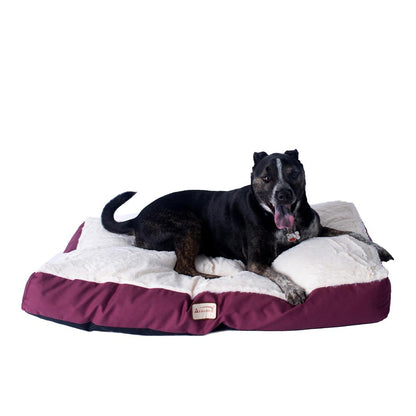 Large Pet Bed Mat With Poly Fill Cushion In Ivory & Burgundy