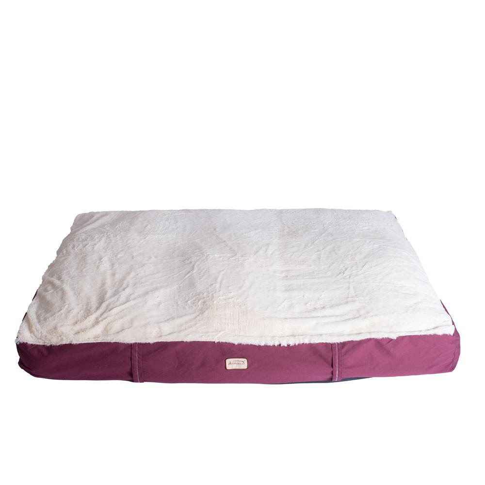 Medium Pet Bed Mat With Poly Fill Cushion In Burgundy & Ivory
