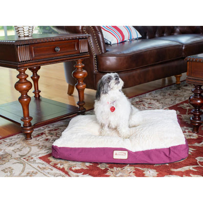 Medium Pet Bed Mat With Poly Fill Cushion In Burgundy & Ivory