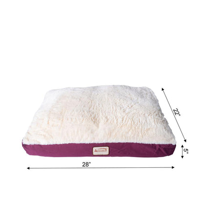 Medium Pet Bed Mat With Poly Fill Cushion In Burgundy & Ivory