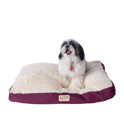 Medium Pet Bed Mat With Poly Fill Cushion In Burgundy & Ivory