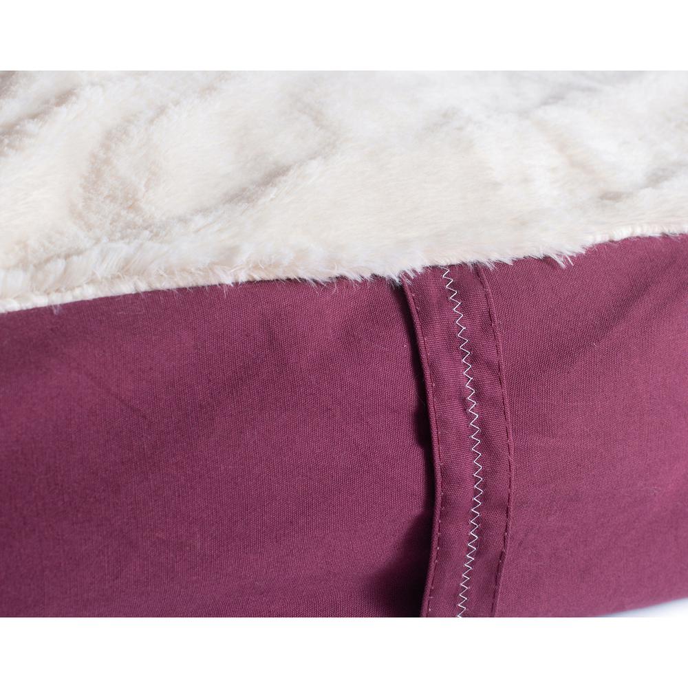Medium Pet Bed Mat With Poly Fill Cushion In Burgundy & Ivory