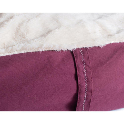 Medium Pet Bed Mat With Poly Fill Cushion In Burgundy & Ivory