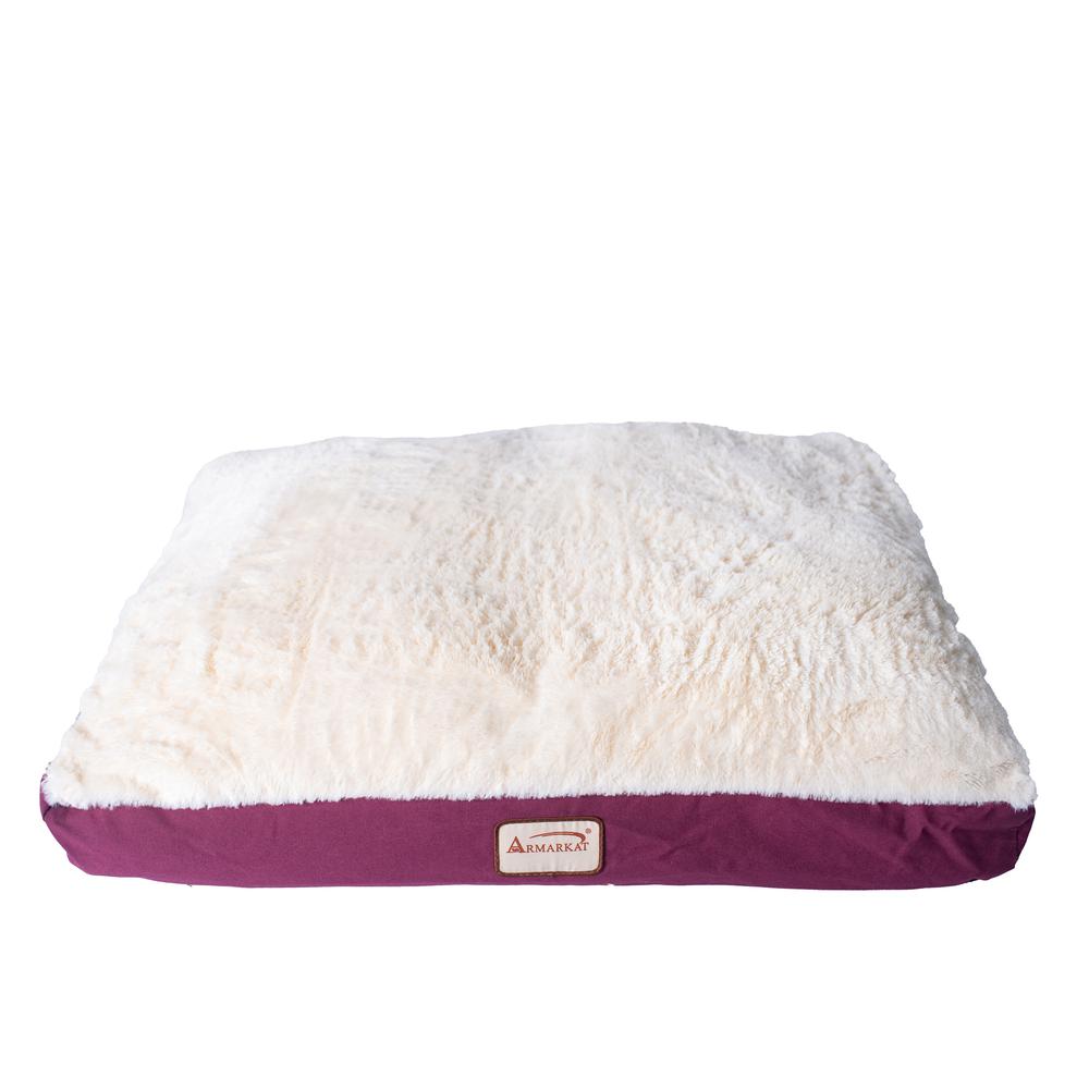 Medium Pet Bed Mat With Poly Fill Cushion In Burgundy & Ivory