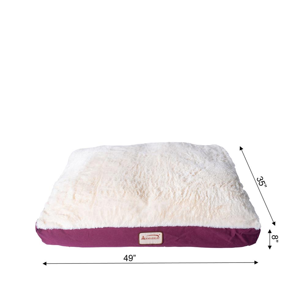 Extra Large Pet Bed Mat With Poly Fill Cushion In Burgundy & Ivory