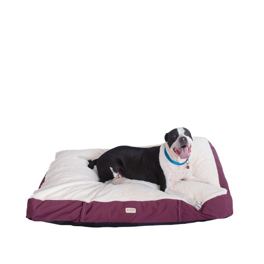 Extra Large Pet Bed Mat With Poly Fill Cushion In Burgundy & Ivory