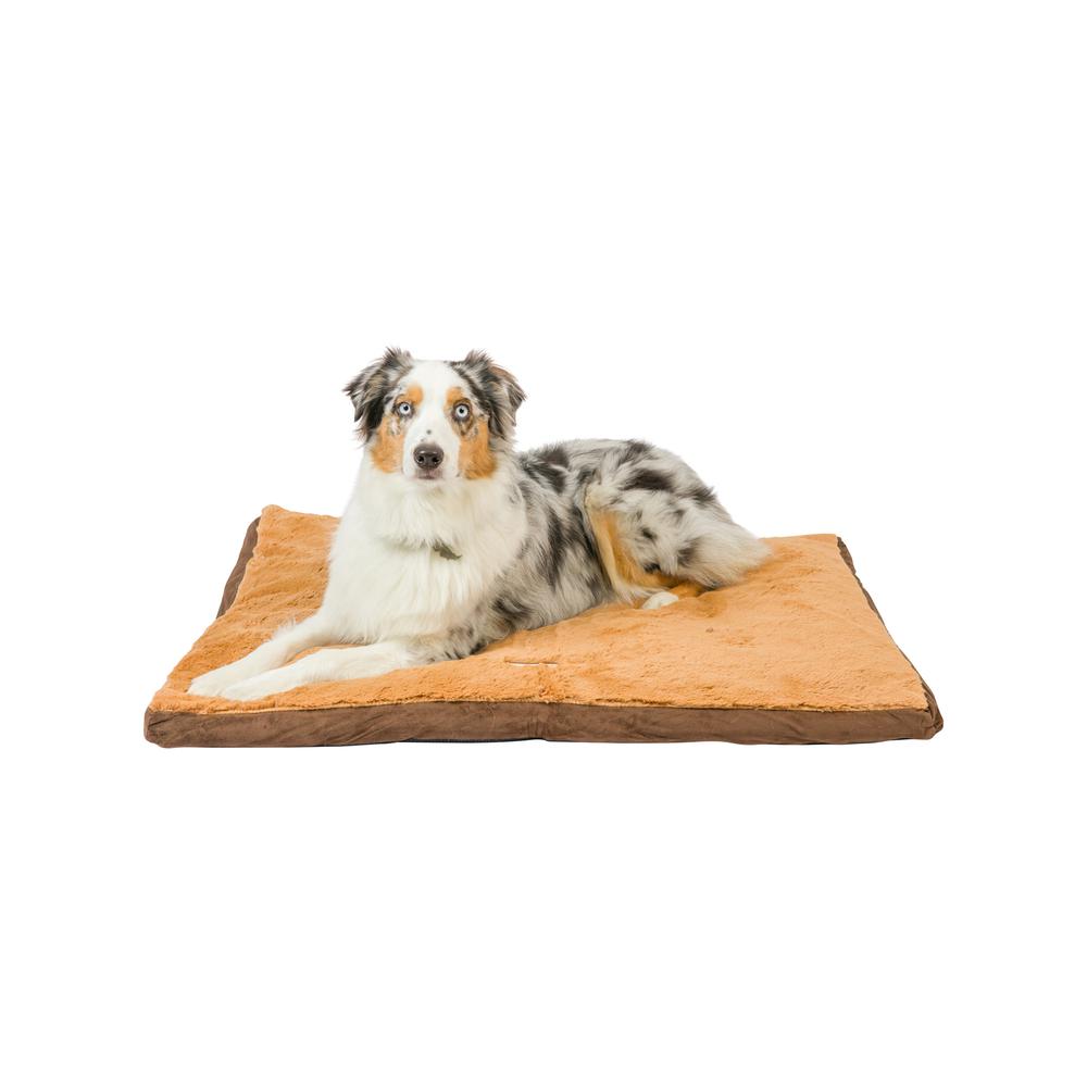 Large Pet Bed Mat With Poly Fill Cushion In Earth Brown & Mocha