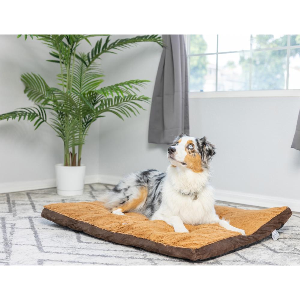 Large Pet Bed Mat With Poly Fill Cushion In Earth Brown & Mocha