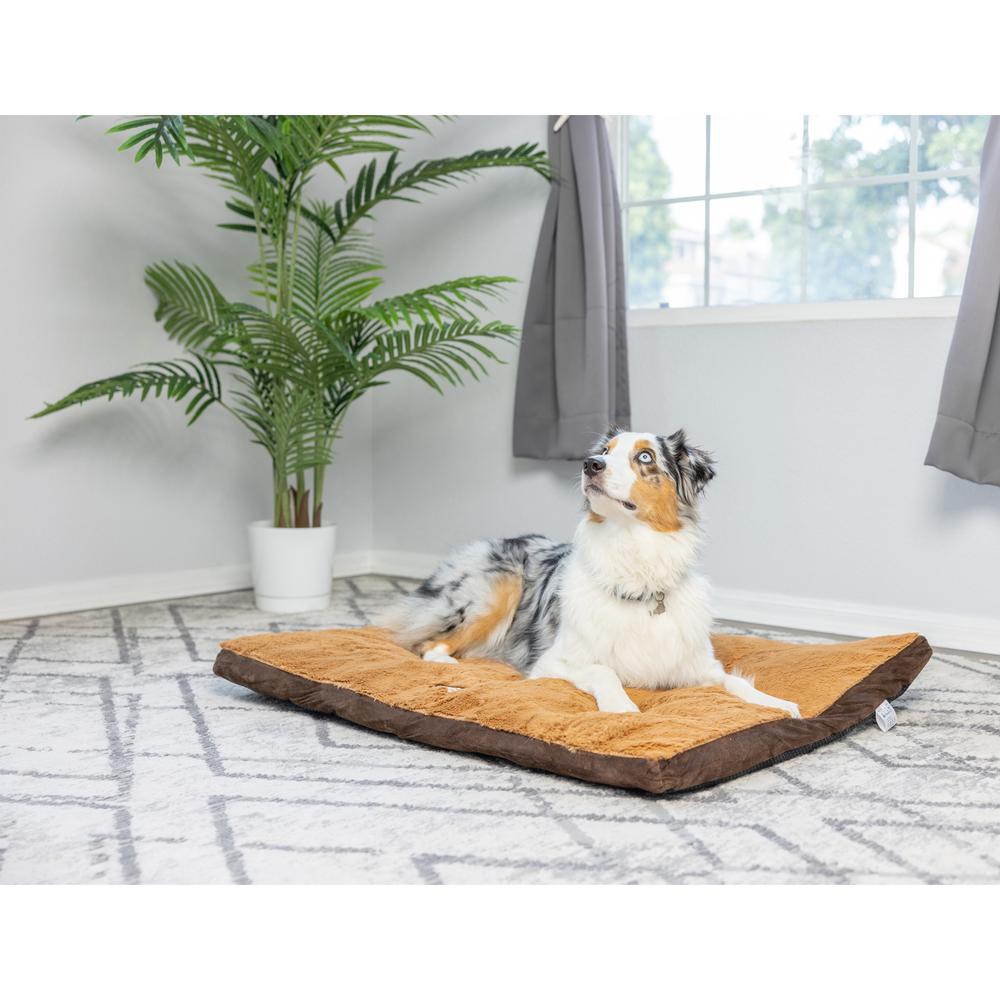 Large Pet Bed Mat With Poly Fill Cushion In Earth Brown & Mocha