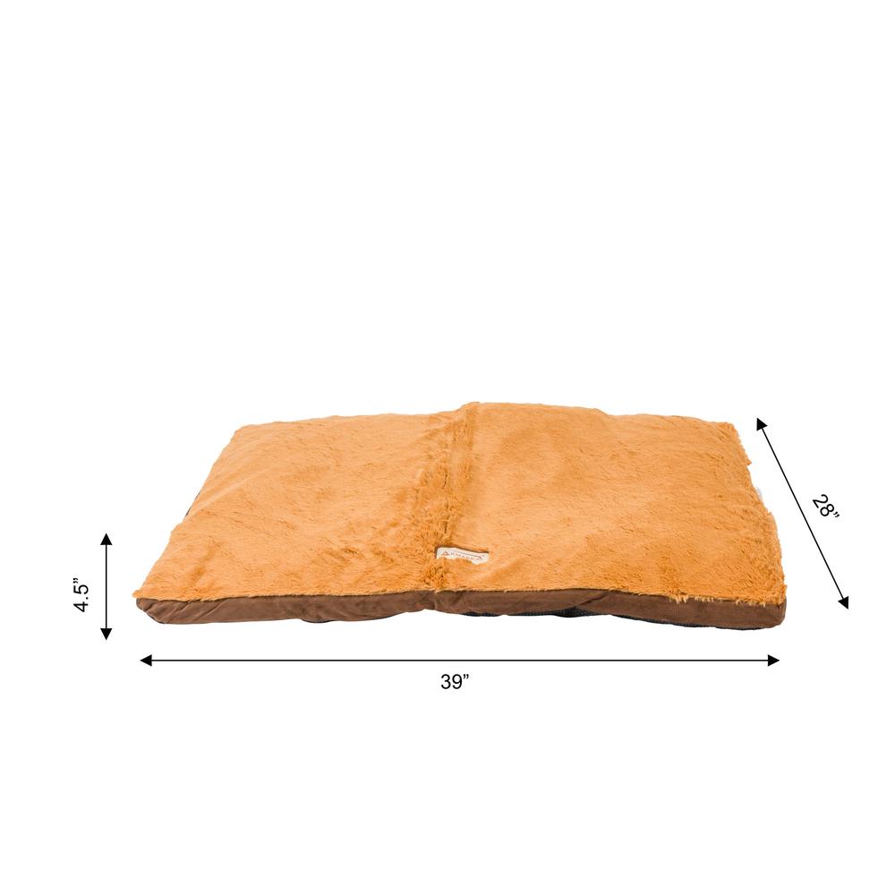 Large Pet Bed Mat With Poly Fill Cushion In Earth Brown & Mocha