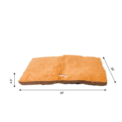 Large Pet Bed Mat With Poly Fill Cushion In Earth Brown & Mocha