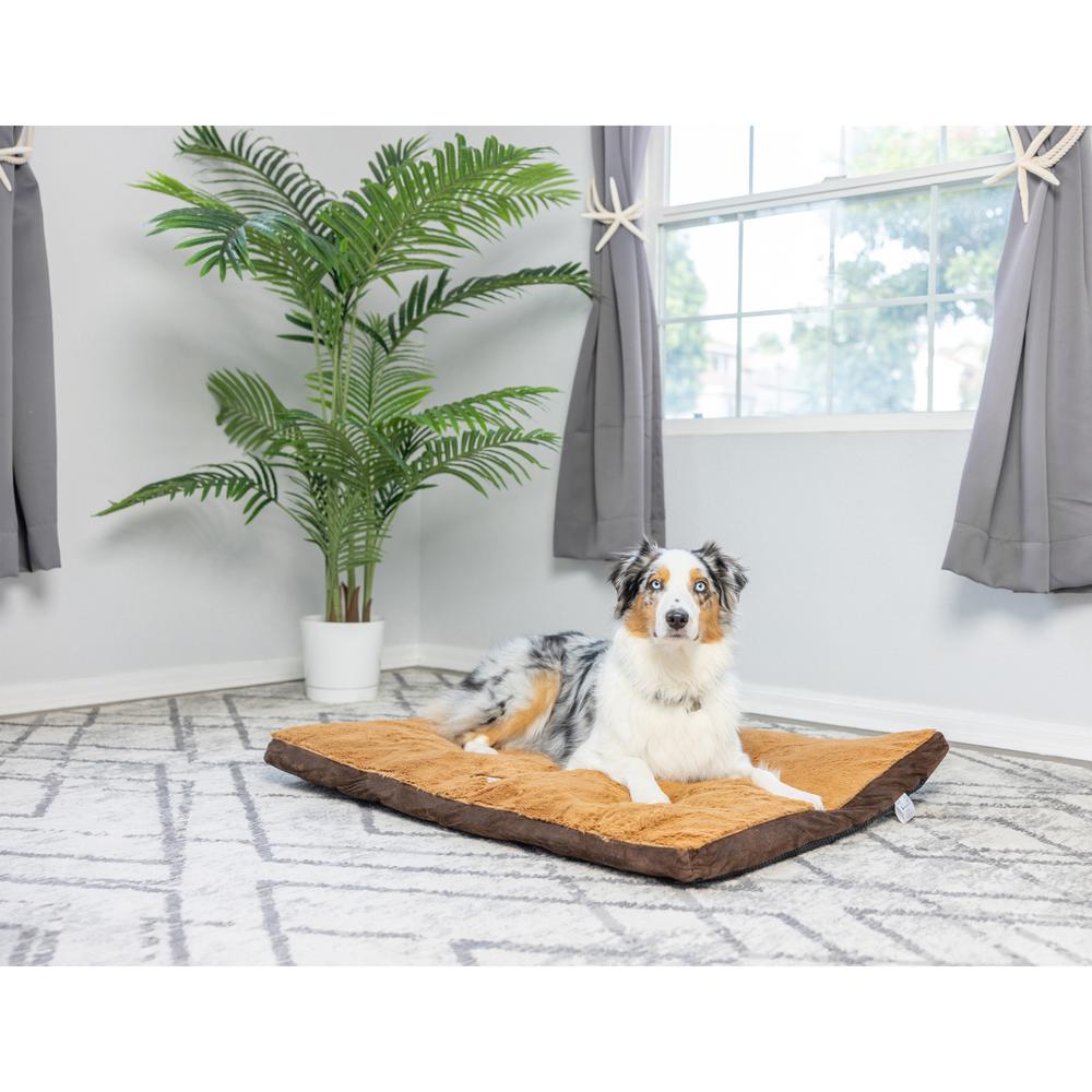 Large Pet Bed Mat With Poly Fill Cushion In Earth Brown & Mocha