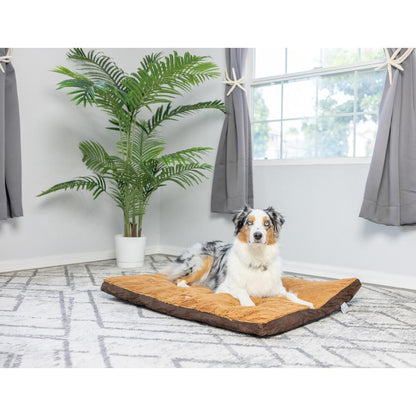 Large Pet Bed Mat With Poly Fill Cushion In Earth Brown & Mocha