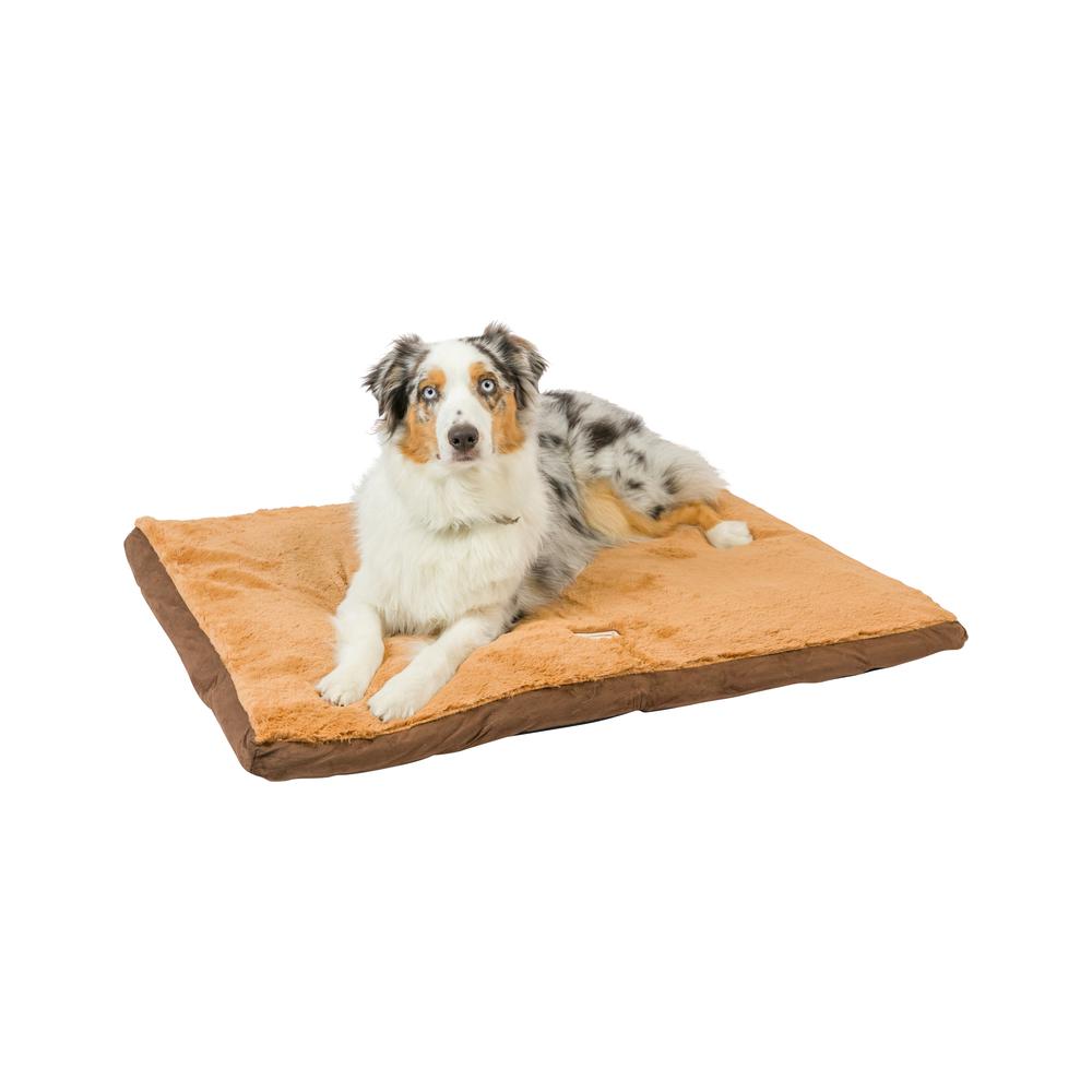 Large Pet Bed Mat With Poly Fill Cushion In Earth Brown & Mocha