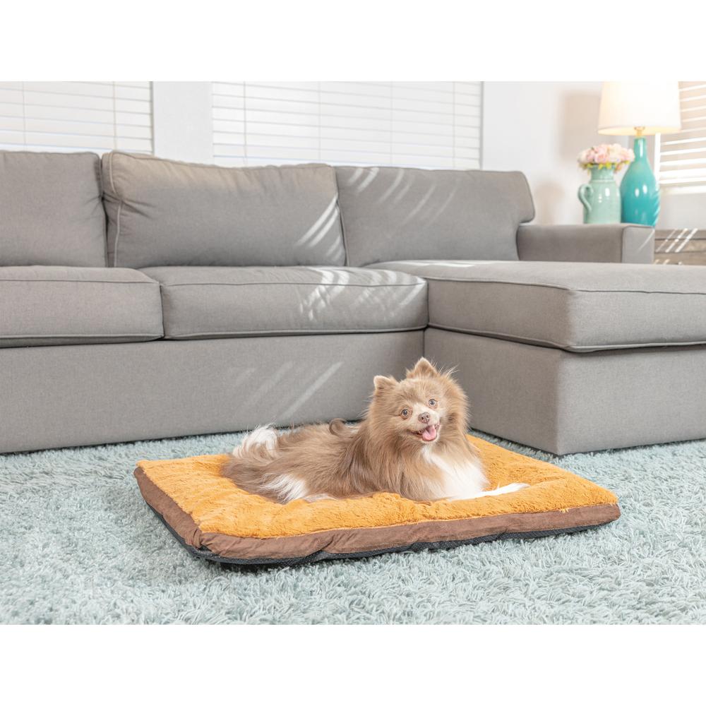 Medium Pet Bed Mat With Poly Fill Cushion In Mocha & Earth Brown