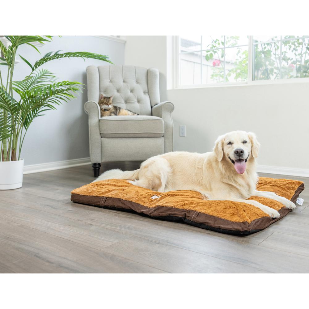 Extra Large Pet Bed Mat With Poly Fill Cushion In Mocha & Earth Brown