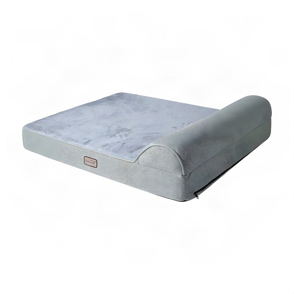 Bison Pets Suede-Upholstered Memory Foam Pet Bed Mat, Sage Green & Gray