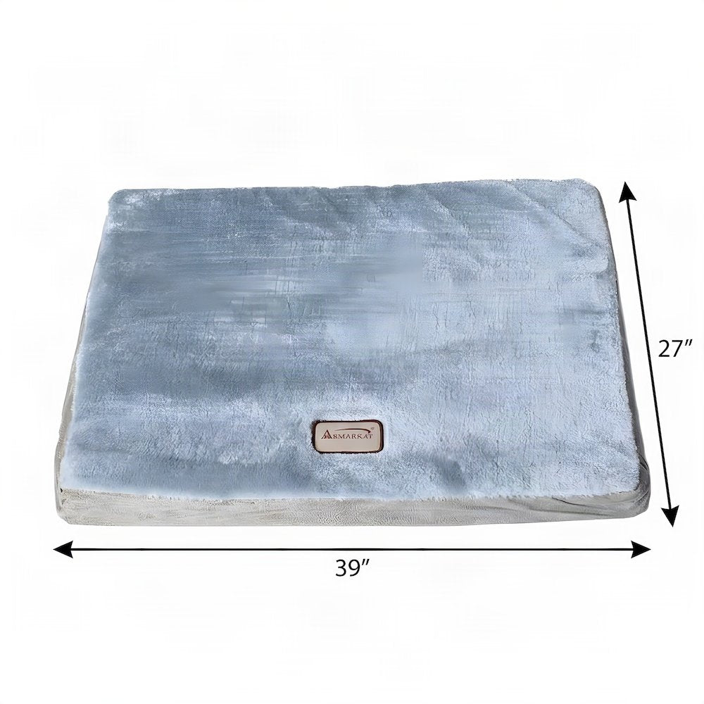 Bison Pets Suede-Upholstered Memory Foam Pet Bed Mat, Sage Green & Gray