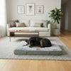 Bison Pets Suede-Upholstered Memory Foam Pet Bed Mat, Sage Green & Gray
