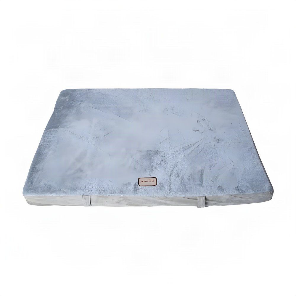 Bison Pets Suede-Upholstered Memory Foam Pet Bed Mat, Sage Green & Gray