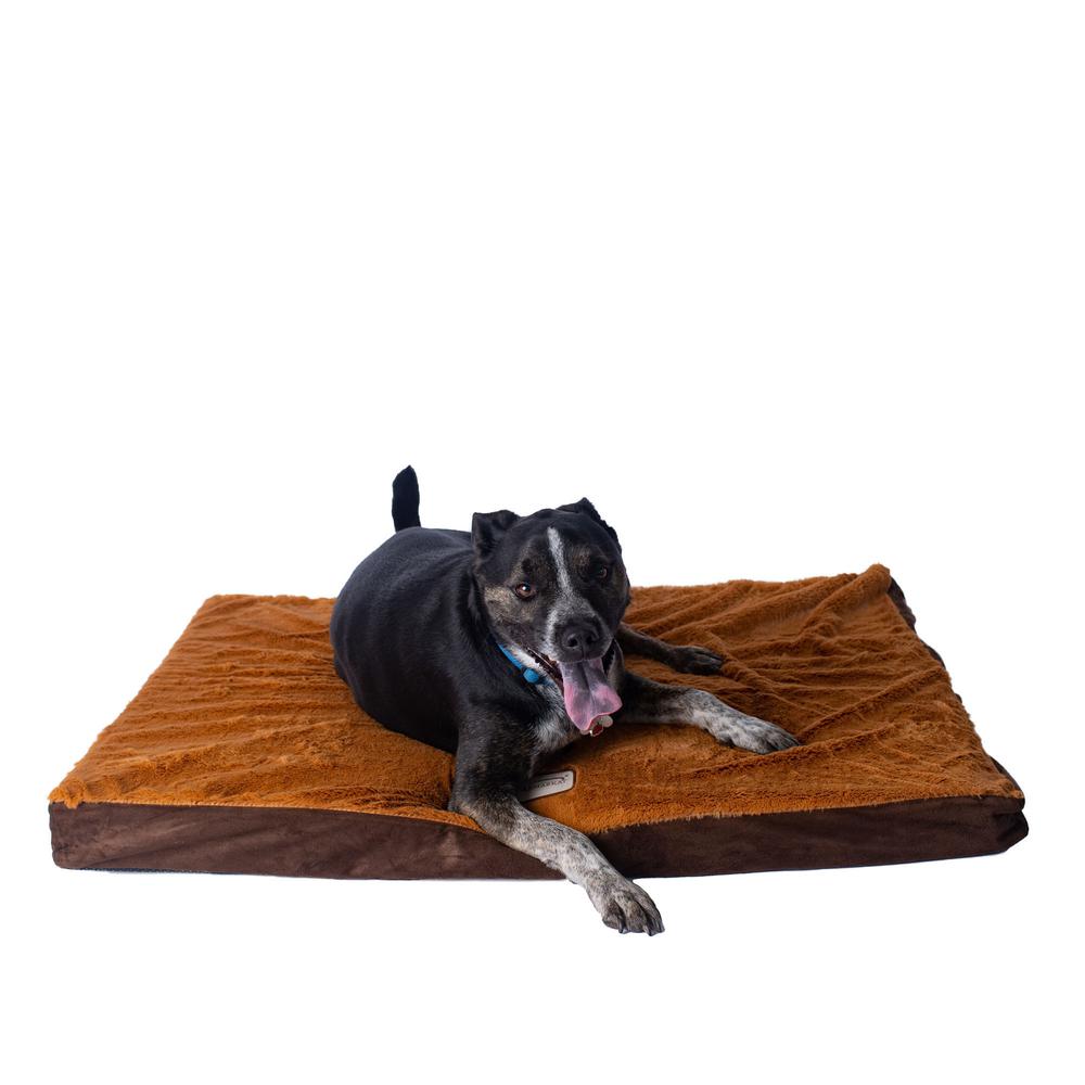 Large Memory Foam Orthopedic Pet Bed Mat In Mocha & Earth Brown
